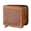 Portefeuille en cuir véritable avec protection RFID pour homme - Fermeture éclair complète, marron, Design rétro, Sac po