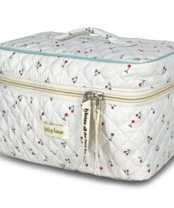 TOPALL Trousse de Toiletries Femme Voyage Floral,XL Matelassée, Grande Capacité,Pochette Maquillage Motif Floral pour Fe