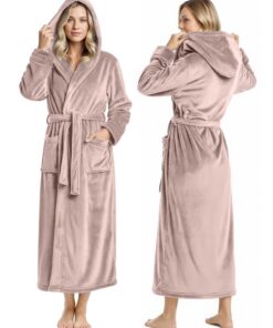 NY Threads Peignoir long de spa en polaire et à capuche pour femme chaud et confortable OEKO-TEX STANDARD 100 NY Threa
