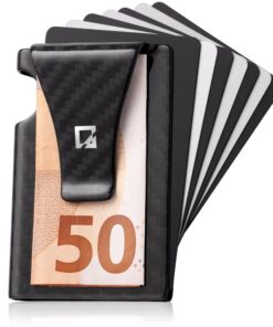Portefeuille intelligent NFC RFID pour homme en carbone 3K - Étui carte de crédit avec pince à billets - Porte-cartes fi