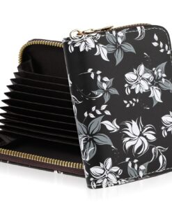Amaxiu Étui pour Cartes en Cuir Femme Protection RFID avec Compartiment pour Pièces, Petit Étui à Monnaie Noir