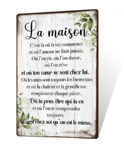 Décoration murale Putuo Métal La Maison Salon Entrée 30x20 cm Vintage