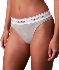 Calvin Klein Slip High-Waisted Femelle avec Ceinture Emblématique, No-Slip, Taille S, Gris (Grey Heather)