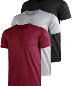 UEEKO - Lot de 3 T-Shirts de Sport à Manches Courtes Séchage Rapide Respirants pour Homme Fitness Course à Pied