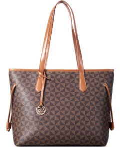 Lekesky Tote Bag pour Femmes - Bandoulière en Faux Cuir Élégante pour Travail École Sorties, Marron