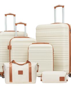 COOLIFE Set de 6 valises de voyage rigides extensibles TSA pour sport et valise de toilette Familles