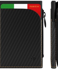 PAGONGO Pago-Slim Wallet Homme Noir Carbone Cuir
