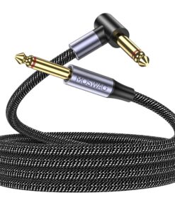 MOSWAG Câble Guitare 3m Tressé, Câble Jack Coudé Compatible Ampli Électrique & Basse, Câble Instrument pour Musiciens Pr