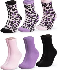 Occulto Chaussettes Coton Motif Leopard Femme Mode Lot de 6 (modèle: Leonie)
