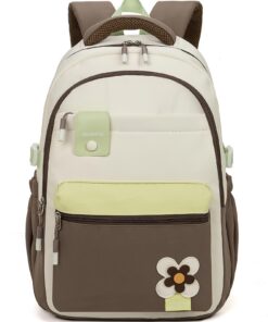 Sac à Dos Amythe Fille Scolaire Grande Capacité pour 15.6" Ordinateur Brun - Poche Antivol Éco-Escolar Adolescents Collè