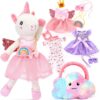 Licorne Peluche Hahaland pour Filles 3-6 Ans : Jouets à Habiller en Style Ballet | 3 Ensembles & 1 Sac en Fourrure | Idé