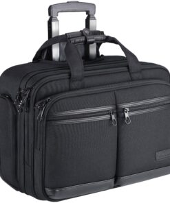 KROSER Mallette à roulettes imperméable pour Ordinateur Portable 17,3 Pouces Hommes/Femmes Rolling Laptop Bag