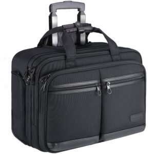 KROSER Mallette à roulettes imperméable pour Ordinateur Portable 17,3 Pouces Hommes/Femmes Rolling Laptop Bag