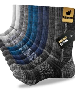 Niorasen Lot de 5 paires de chaussettes de travail rembourrées en coton pour homme - chaussettes de sport pour randonnée