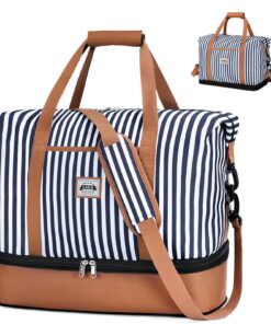Lekespring Sac de voyage pour femme, 20-29L(40x20x25cm für Ryanair), Sac de week-end, Sac de sport, Rayé