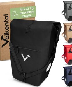 Sacoche de vélo Valkental écoresponsable 100% étanche black