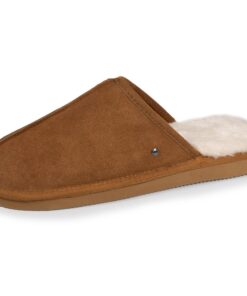 Isotoner Chaussons pantoufles Mules homme en cuir et interieur ultra doux en fausse fourrure pour homme en hiver chaud e