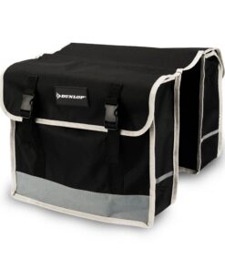 DUNLOP Sacoche Vélo Arrière Étanche 2x13 L - Bande Fluorescente - Sac Vélo 36x30x12 cm Noir