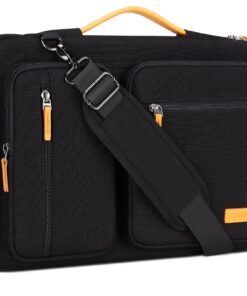 DOMISO Sac à Bandoulière pour Ordinateur Portable 17,3 Pouces Noir - Protection Imperméable pour Dell ASUS HP Chromebook