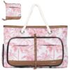 Sac de plage Lekespring XXL femme feuille tropicale - Imperméable 35L - Cabas pliable - Idéal pour la plage, voyages et