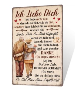 Plaque murale Putuo en tôle avec inscription « Ich liebe dich » - Décoration romantique pour couples - 20x15cm