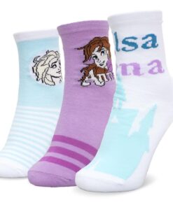 Chaussettes Disney Frozen Elsa pour fille | en coton | Lot de 3 paires | taille 7116 | chaudes et confortables | parfait