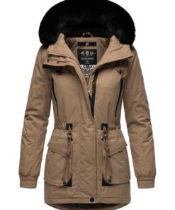 Navahoo Olessaa Manteau d'hiver femme en coton avec fourrure synthétique amovible pour froid américainXS à 3XL
