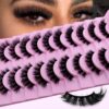 Heracks - Lot de 10 paires de faux cils russes 3D - Aspect naturel - Œil de chat - Avec volume naturel - D Curl (206)