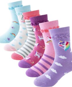 Cirorld Chaussettes Enfant Fille en Coton OEKO-TEX STANDARD 100, Lot de 6 Chaussettes Fantaisie Sirène et Animaux|Cirorl