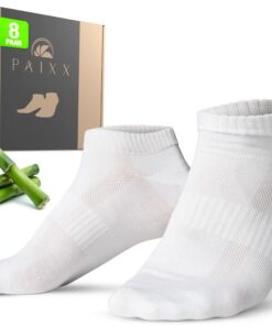 PAIXX Lot de 8 paires de chaussettes de sport en bambou - Tailles 43-46 et 39-42 - Pour homme et femme - Respirantes et