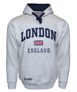 British Heritage Brands Sweatshirt Noir et Bleu Homme et Femme London England XS-2XL