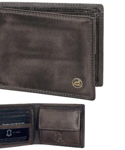 Fa.Volmer Portefeuille en cuir pour homme avec protection RFID - Double couture extra stable - Gris