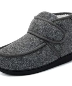 GURGER Homme Chaussons Montants en Feutre Doublure Peluche Hiver Chaud Diabétiques