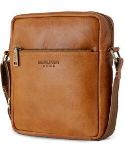 Berliner Bags Sac Bandoulière Tom, Sac à Épaule en Cuir Classique, Sac Homme Élégant pour Hommes - Marronเปิด