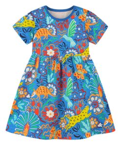 Robe fille New front quotidien coton impression col rond