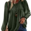 TUUHAW Tee Shirt Femme Boho Chic et Élégant Manches Longues Dentelle Top Automne Tunique