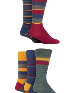 Chaussettes en bambou naturel SockShop pour hommes colorées et à motifs, taille 40-45, lot de 5 pour un confort maximal