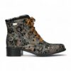 Infinity Leather Bottines en Cuir à Fleurs Pour Femmes Victorien Gothique – Fermeture Zippée et Lacets, Talon Carré de 4