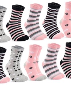 Blu Ninfee 10 Paires de Chaussettes mi-mollet Colorées et Douces pour Femmes 39-42/35-38 | Rayures et Pois | Chaussettes