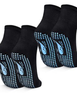 TENQUAN Chaussettes Antidérapantes pour Yoga et Pilates, 2 Paires en Bout Renforcé, Idéales pour l'Hôpital et les Exerci