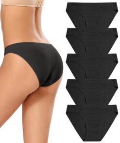VOENXE Culotte Femme sans Couture Invisible, Taille Basse Élastique pour Sport, Lot de 5 Global Recycled Standard