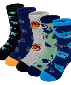 Chaussettes en Coton Enfant Garçon: Fantaisie Animaux Rigolotes 2-12 Ans 5 paires OEKO-TEX STANDARD 100 Chaussettes en