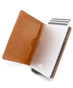 Stealth Wallet Porte-Carte Bancaire RFID Homme Pop Up Cuir Fauve