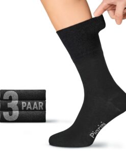 Piarini Lot de 3 paires de chaussettes diabétiques pour homme - Sans élastique, respectueuses des veines - Chaussettes e