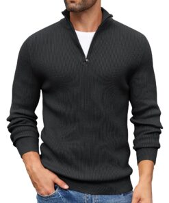 COOFANDY Pullover Homme Tricoté Chaud[])pull Hiver Longues Manches Col Montant Fermeture Glissière[])pull Choisir Les Me