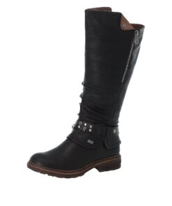Rieker 94789 Botte haute jusqu'au genou Femme en cuir doux avec logo, design chic pour femme, idéale pour le bureau et l