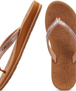ONCAI tongs antidérapantes femmes Yoga confort été plage orthopédique strass Taille 36-43