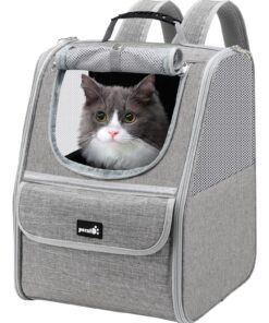 Sac Transport Chat Portable Respirantpour Randonnée et Vélo - Confortable et Pratique Gris Clair Sac à Dos Transport C