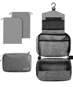 Aucuu Trousse de Toilette Imperméable et Suspendue, Grande Organisateur Cosmétique Pliable pour Homme et Femme, Avec Cro