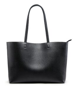 Sac à main KALIDI pour femme, grand sac cabas en cuir synthétique étanche Noir